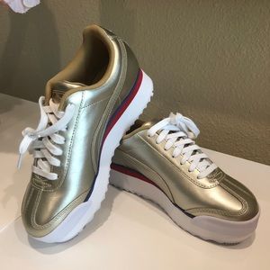 Gold Puma Platform Sneakers